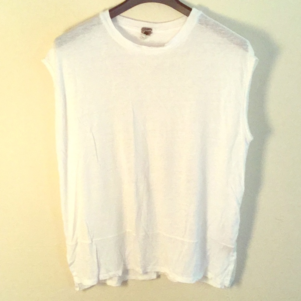 Free People Heathered White Muscle Tee